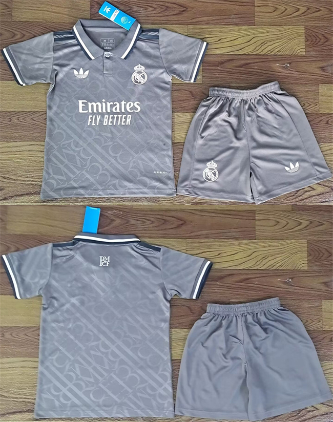 Youth Grey Real Madrid Custom Soccer Jersey Suit